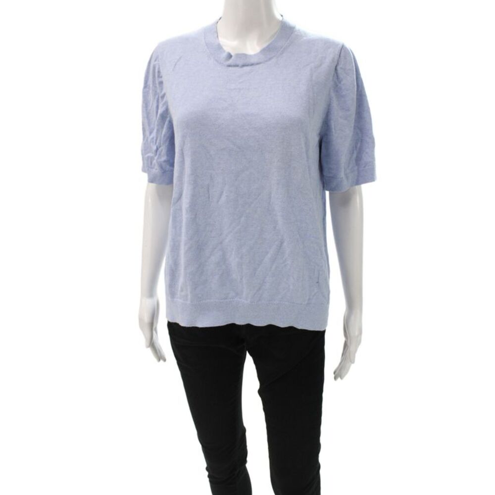 J Crew Womens Pullover Sweater 100% Cotton Crew Neck Short Sleeve Blue Size XL